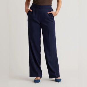 Quince Stretch Crepe Classic Trouser Pant, Navy, size 2